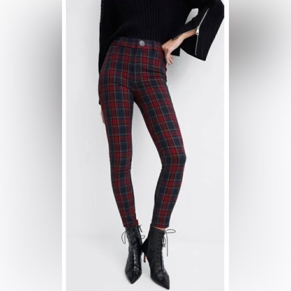 ZARA Plaid Skinny Trouser Pants